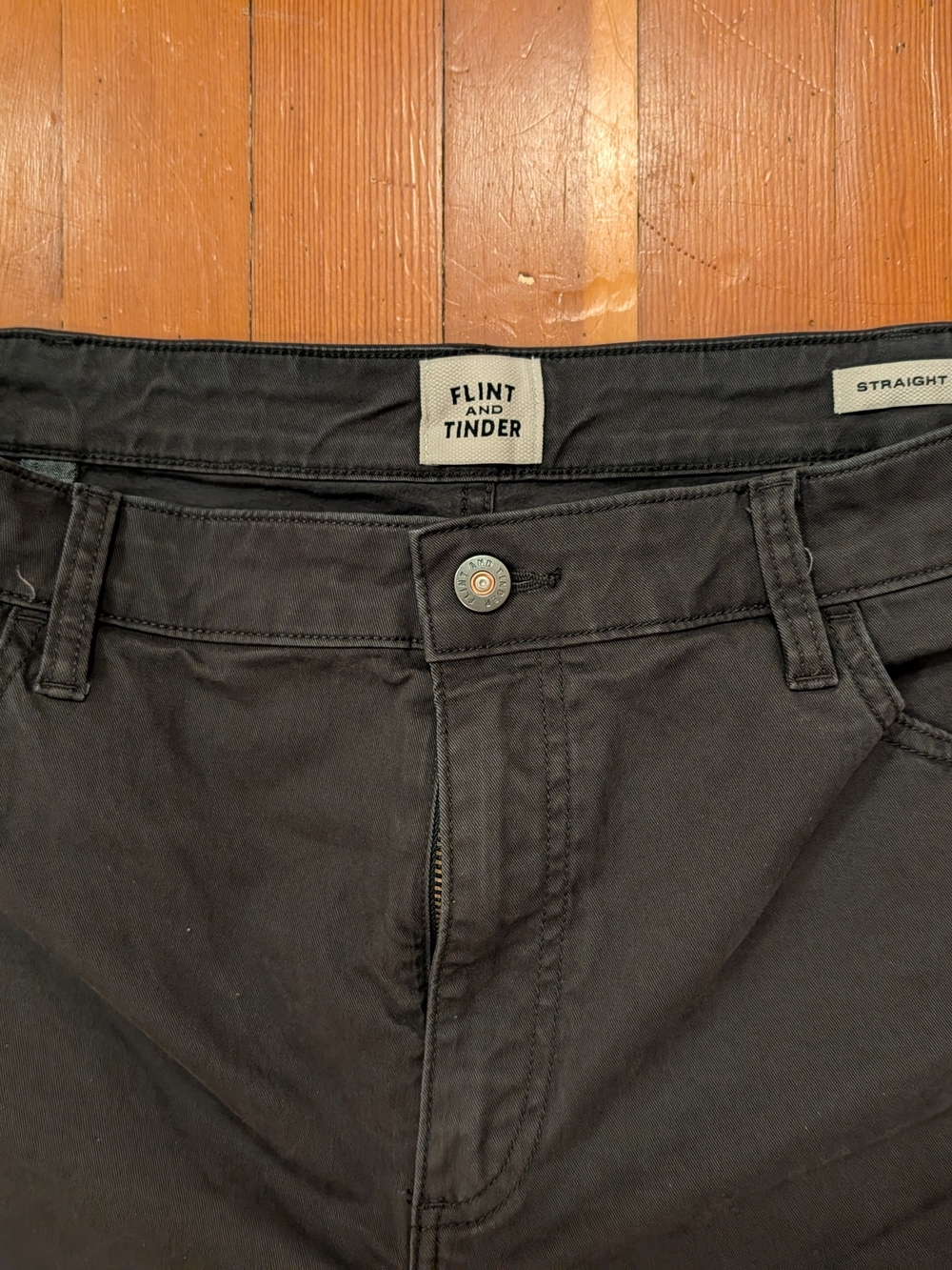 Flint and Tinder Charcoal Stretch Chinos Straight Fit Men’s